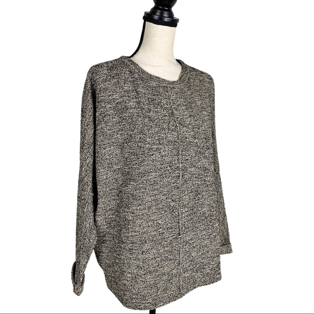 Billy Reid Heathered Black and White Knit Sweater Top